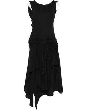 Yohji Yamamoto Ruffled Asymmetric Dress - Black