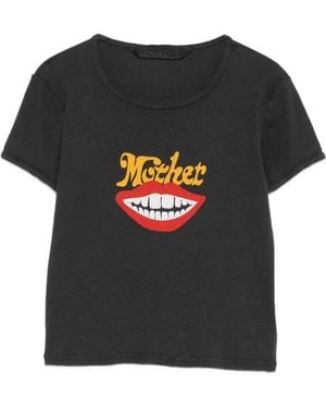Mother The Itty Bitter Ringer Cropped-T-Shirt Mit Grafischem Print - Schwarz