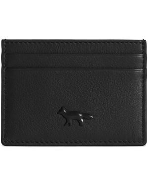 Maison Kitsuné Embossed Leather Card Holder - Black