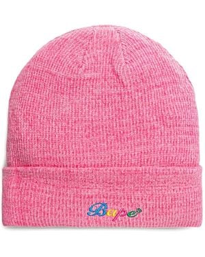 A Bathing Ape Berretto A Coste Con Ricamo - Rosa