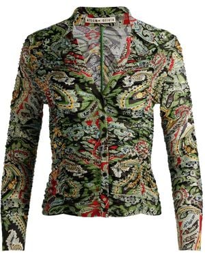 Alice + Olivia Portia Ruched Top - Green