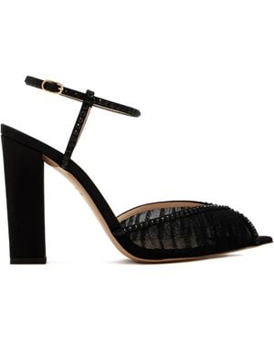 Andrea Wazen Katy Embellished Block-Heel Sandals - Black
