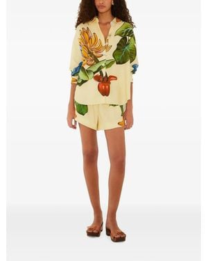 FARM Rio Banana Grapes Tropical-Print Drawstring Shorts - Yellow
