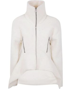 Rick Owens Funnel-Neck Zip-Up Jacket - White