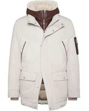 Brunello Cucinelli Double Closure Padded Jacket - Grey