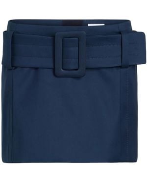 Patou Belted Organic-cotton Mini Skirt - Blue