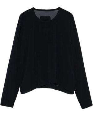 Private 0204 Sheer-Panel Long-Sleeve Top - Black