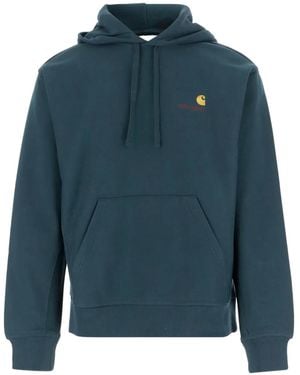 Carhartt Cotton Hoodie With Front Embroidered Logo - Blue