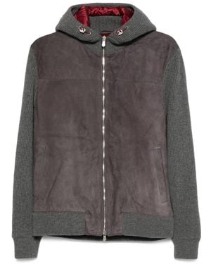 Brunello Cucinelli ジップアップ スエードジャケット - グレー