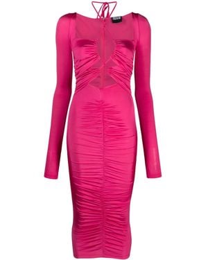 Versace Jeans Couture Vestido midi con cordones y aberturas - Rosa