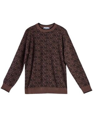 Moschino Jacquard-Pullover Mit Logos - Braun