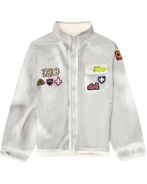 DIESEL Windbreaker With Trompe L'Oeil Patches - White