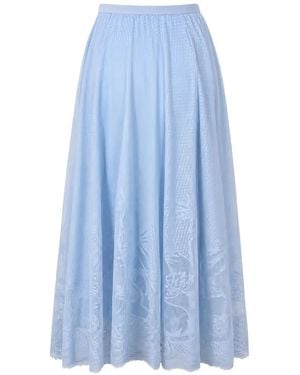 Fabiana Filippi Floral-Lace Flared Skirt - Blue