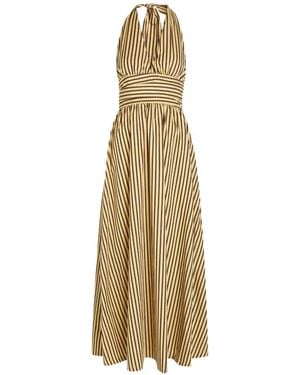 Faithfull the Brand Carmen Striped Halterneck Maxi Dress - Metallic
