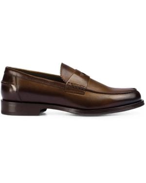 Doucal's Serrated-Detail Penny Loafers - Brown