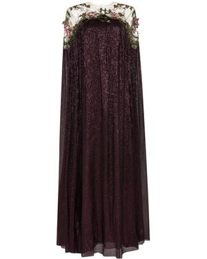 Oscar de la Renta Art Nouveau Illusion-Neck Kaftan - Purple