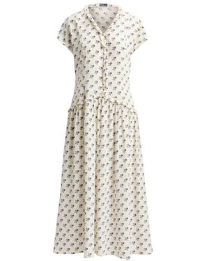 Polo Ralph Lauren Ruffled Floral Midi Dress - White