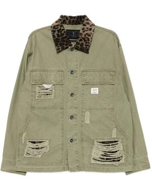 FIVE CM Distressed Shirt Jacket - Green