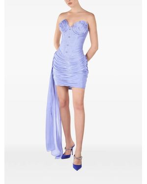 ANDREEA VENECIUC Glow Ruched Corset-Style Mini Dress - Blue
