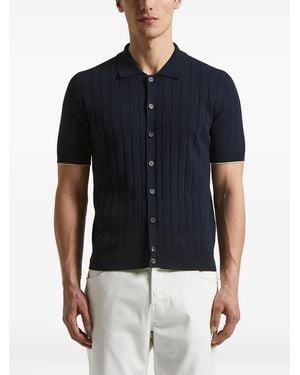 Peserico Ribbed-Knit Polo Shirt - Blue