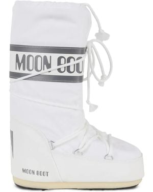 Moon Boot Logo-Band Snow Boots - White