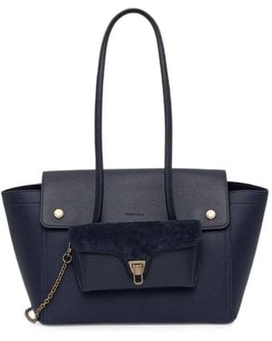 Coccinelle Grained Leather Tote Bag - Blue