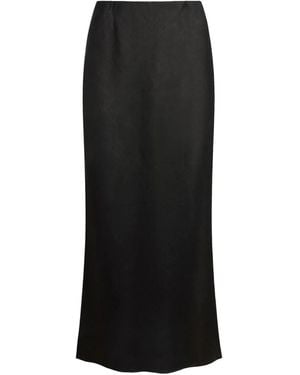 12 STOREEZ Linen Maxi Skirt - Black