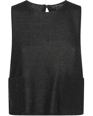 mizuiro ind Tape-Yarn Knitted Top - Black