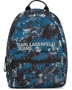 Karl Lagerfeld Mochila con motivo militar - Azul