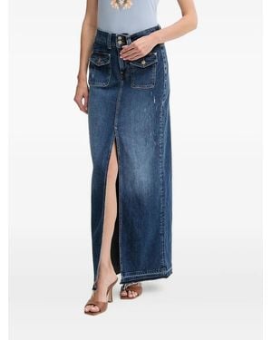 Guess Pocket-Split Denim Skirt - Blue