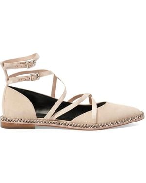 Lanvin Chain-Trim Lace-Up Sandals - White