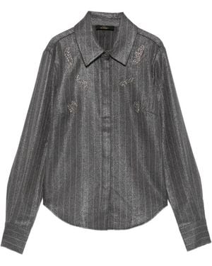 Twinset Camisa A Rayas Diplomáticas Con Cuentas - Gris