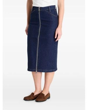 Calvin Klein Denim Zip-Fastening Midi Skirt - Blue