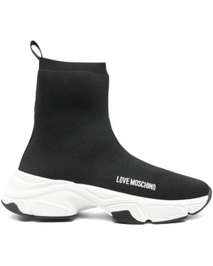 Love Moschino Logo-Lettering Sock Trainers - Black