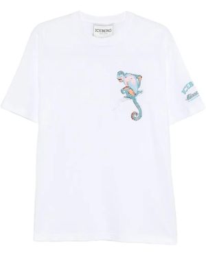 Iceberg Monkey-Embroidered T-Shirt - White