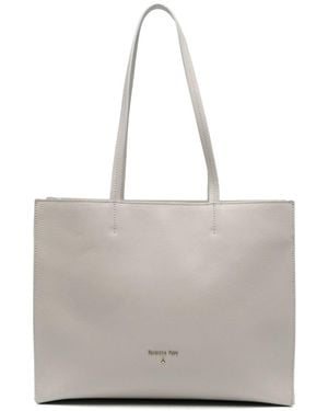 Patrizia Pepe Hammered Leather Tote Bag - Grey