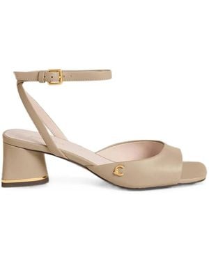 Coccinelle C-Everyday Buckle-Fastening Block-Heel Sandals - Natural