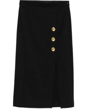 Pinko Midi Skirt With Front Slit - Black
