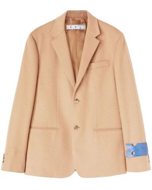 Off-White c/o Virgil Abloh Embroidered-Logo Single-Breasted Blazer - Natural