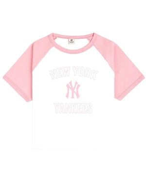 Sporty & Rich Yankees Arch Raglan-Sleeve T-Shirt - Pink