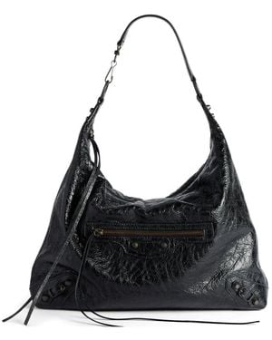 Balenciaga Medium Le City Studded Shoulder Bag - Black