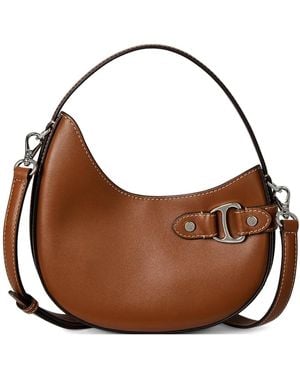 Ralph Lauren Smasll Tasha Asymmetrical Leather Tote Bag - Brown