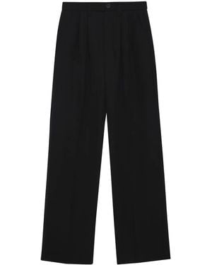 Anine Bing Carrie Wide-Leg Wool Trousers - Black