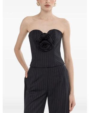 Nissa Floral-Detail Corset Top - Black
