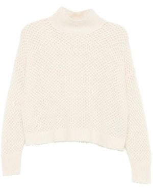 Antonelli Lochstrick-Pullover Mit Stehkragen - Weiß