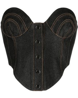 Aleksandre Akhalkatsishvili Contrast-Stitching Denim Corset - Black