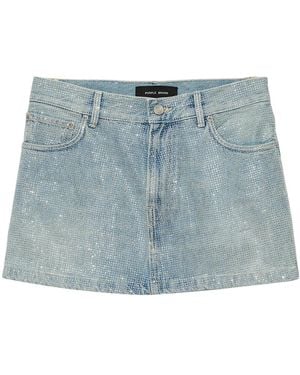 Purple Brand Rhinestone-Embellished Denim Miniskirt - Blue