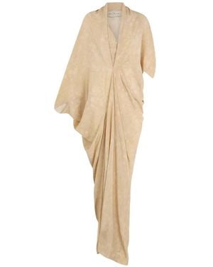 Cortana Mayu Floral-Print Silk Dress - Natural