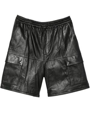 Juun.J Leather Cargo Shorts - Black