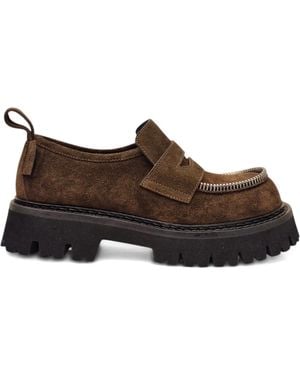 Moschino Zip-Detail Lug-Sole Loafers - Brown